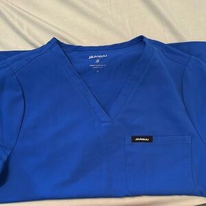 Jaanuu Blue V-Neck Scrub Top Professional Quality
